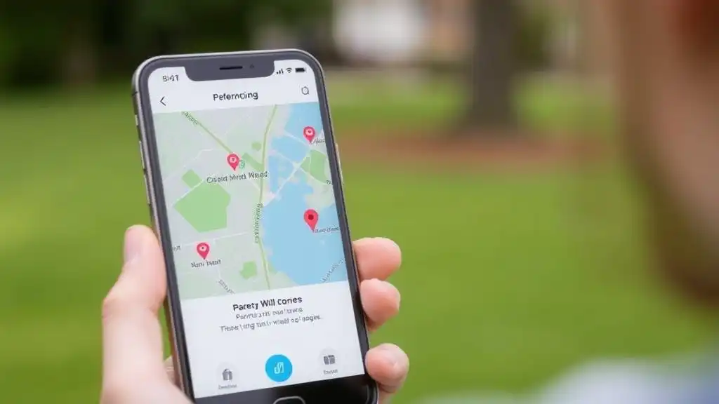 Geofencing feature on a mobile app, alerting parents when kids leave safe zones.